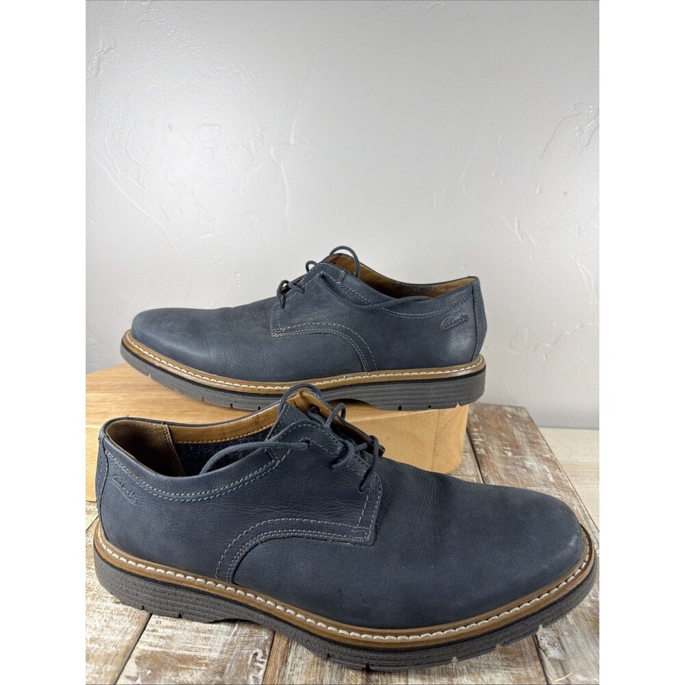 Clarks 1825 Blue Leather Oxfords Mens 10M